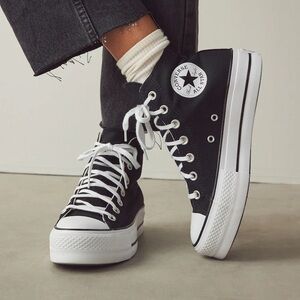 Converse Women's Black and White Platform Sneakers
